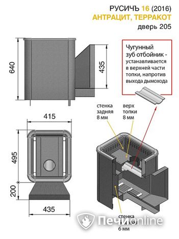 Дровяные печи-каменки Везувий Русичъ Антрацит 16 (205) 2016 в Владимире