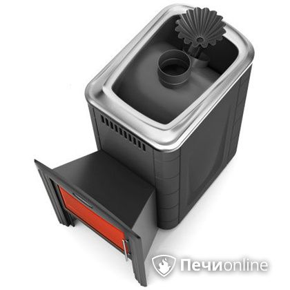 Дровяная банная печь TMF Ангара 2012 Carbon Витра с закрытой каменкой антрацит в Владимире