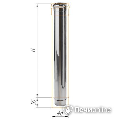 Дымоход Феррум Дымоход нержавейка 08 d-115 L=1м в Владимире