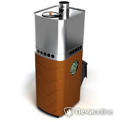 Дровяная банная печь TMF Бирюса 2013 Carbon терракота с закрытой каменкой в Владимире