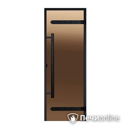 Дверь для бани Harvia Стеклянная дверь для сауны LEGEND 7/19 черная коробка сосна бронза  D71901МL в Владимире